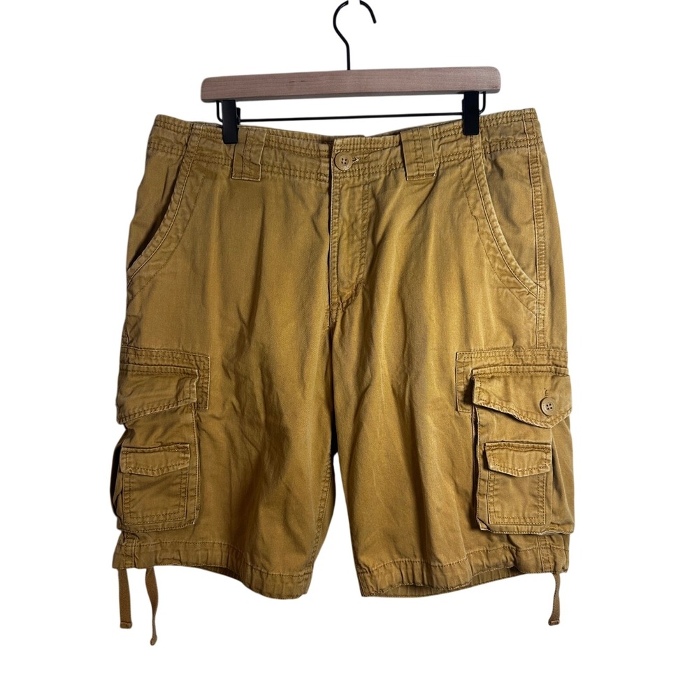 Matchstick Cargo Shorts Mustard Yellow Tan Workwear Utility Size 36‎ 11in Inseam